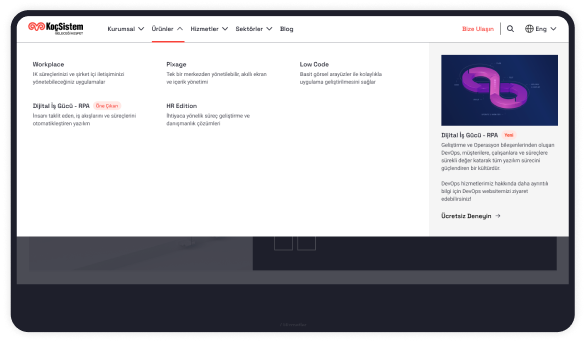 KoçSistem Web Development Mega Menu